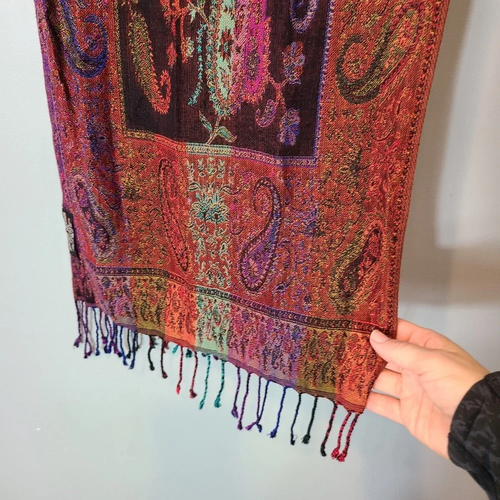 Sacred Threads Soft Scarf Fringe Patchwork Paisley Boho Art Gypsy 70